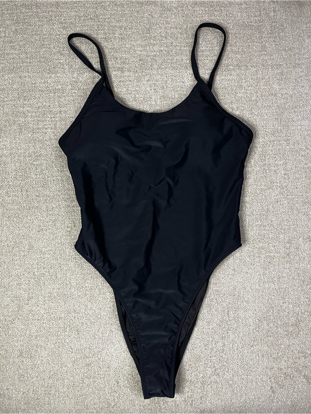 Black One-Piece Swimsuit with Thin Straps